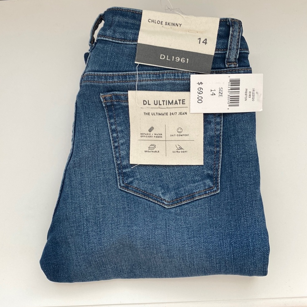 DL Skinny Distressed Jeans Girls Size 14. New